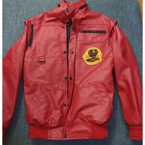 Cobra Kai Faux Leather Jacket Full Zip W/ Patch Size 2XS Netflix